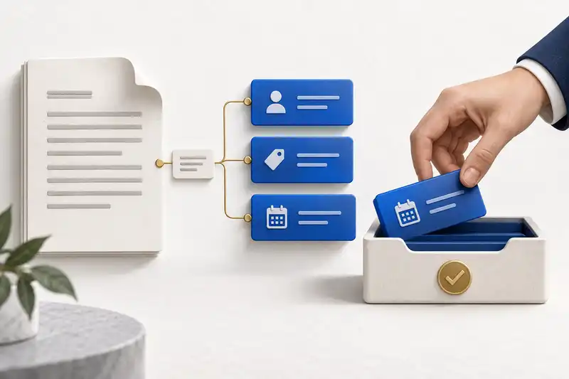 Documents become structured information for a person to review.